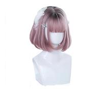 Wig Mixed Blue Wigs with Bangs Short Hara Cosplay Wig Pink Wig Heat Resistant Synthetic Hair Party(Pink)