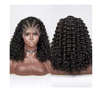 Wig, Parrucca for capelli intrecciati in pizzo 13 * 6 con copertura della testa in fibra chimica,Human hair wig