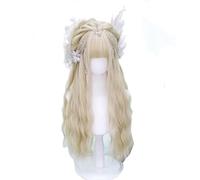Wig Synthetic Hair Blonde Wigs Women's Long Wavy With Bangs 65cm 25.6inches Wig Kawaii Heat Resistant Party Wigs