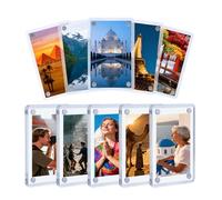 Wigearss 10 Pezzi Cornice Portafoto di Acrilico Trasparente, Cornice Portafoto Due Facce Magnetico, Cornici Magnetiche Foto, 6x9cm