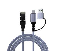 Wigearss 2 in 1 Cavo da USB 3.0/USB C a RJ45 Ethernet CAT 6, Cavo USB 3.0/Tipo C a RJ45 LAN Gigabit per MacBook e Laptop, 2M