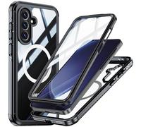 Wigento Bumper in vetro temperato per Samsung Galaxy A57 5G / A37 5G compatibile con MagSafe, Full Cover, antiurto, telaio PC, antigraffio, cover (nero)