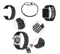 Wigento Cinturino di ricambio per Apple Watch Series 9 8 7 41/6 SE 5 4 40/3 2 1 38 mm Deluxe in acciaio magnetico di ricambio nero
