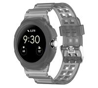 Wigento Cinturino di ricambio per Google Pixel 1 + 2 Watch, in silicone, con cassa integrata, trasparente, nero