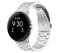 Wigento Cinturino in acciaio inox per Google Pixel Watch 4/3/2/1, 45 mm, chiusura pieghevole, regolabile, robusto ed elegante, cinturino in metallo (argento)