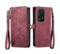 Wigento Custodia a portafoglio in ecopelle per Honor 200 Lite, con passante, colore: rosso