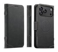 Wigento Custodia a portafoglio per Apple iPhone 17 Pro, compatibile con MagSafe, funzione a portafoglio, funzione leggio, antiurto, in similpelle (nero)