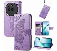 Wigento Custodia a portafoglio per Nothing Phone 3a Pro, in ecopelle, design con farfalle, colore: viola chiaro