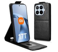 Wigento Custodia a portafoglio per Xiaomi 17T Pro, flip verticale, scomparto per carte, chiusura magnetica, funzione di supporto, antiurto, colore nero