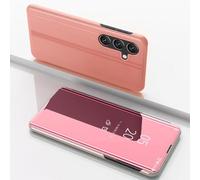 Wigento Custodia a specchio per Samsung Galaxy S25 FE 5G, con funzione Wake Up, colore rosa