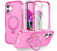 Wigento Custodia ad anello MagSafe per Apple iPhone 17 Frosted Skin Feel con supporto ad anello a 360°, rosa
