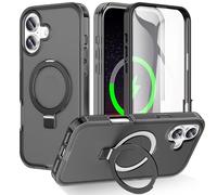 Wigento Custodia ad anello MagSafe per Apple iPhone 17 Frosted Skin Feel con supporto ad anello a 360°, colore nero