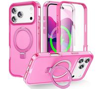Wigento Custodia ad anello MagSafe per Apple iPhone 17 Pro Frosted Skin Feel con supporto ad anello a 360°, rosa