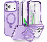 Wigento Custodia ad anello MagSafe per Apple iPhone 17 Pro Max Frosted Skin Feel con supporto ad anello a 360°, viola