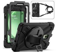 Wigento Custodia ibrida in silicone per Samsung Galaxy Tab Active 5, a 360°, con tracolla e supporto, colore nero