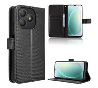 Wigento Custodia in similpelle per Blackview Wave 9C, struttura a diamante, con scomparti per carte di credito, colore nero