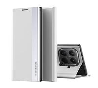 Wigento Custodia in similpelle per Xiaomi 15T Pro, flip magnetica, assorbimento e funzione leggio, argento