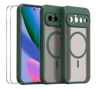 Wigento Custodia magnetica + 2 vetri protettivi per Google Pixel 11, verde | Set completo di protezione della fotocamera, retro opaco, telaio in TPU, cover posteriore in policarbonato