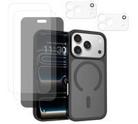 Wigento Custodia magnetica 6 in 1 per Apple iPhone 18 Pro con set di vetro | Compatibile con MagSafe, 2 vetri protettivi HD, 2 protezioni per fotocamera, 1 vetro privacy, custodia in TPU e policarbonato