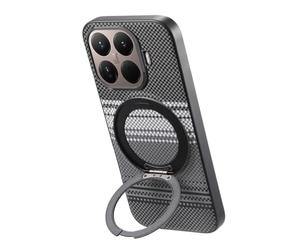 Wigento Custodia magnetica per Xiaomi 17T Pro, compatibile con supporto ribaltabile, protezione completa per la fotocamera, retro fantasia antiurto (nero)
