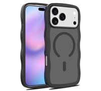 Wigento Custodia per Apple iPhone 17 Pro Max MagSafe Skin Feel Wave Texture Design Nero