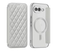 Wigento Custodia per cellulare MagSafe per Google Pixel 10a, protezione RFID, a rombi, con funzione di supporto, colore bianco