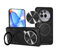 Wigento Custodia per Nothing Phone 3a Pro, texture scorrevole, in TPU e policarbonato, con anello magnetico, nero
