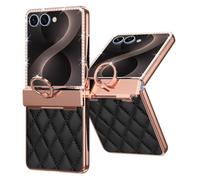 Wigento Custodia per Samsung Galaxy Z Flip8 5G, supporto ad anello, vetro protettivo