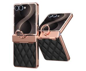 Wigento Custodia per Samsung Galaxy Z Flip8 5G, supporto ad anello, vetro protettivo