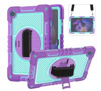 Wigento Custodia per tablet Samsung Galaxy Tab A9 Plus, colore: nero ibrido a 360 gradi, con passante di fissaggio, viola/blu