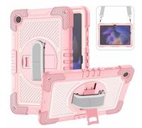 Wigento Custodia per tablet Samsung Galaxy Tab A9 Plus, colore: nero ibrido a 360 gradi, con passante di fissaggio, rosa