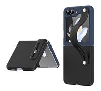 Wigento Custodia pieghevole per Samsung Galaxy Z Flip5, 2 pezzi, con cinturino da polso, blu/nero, in plastica robusta, bicolore