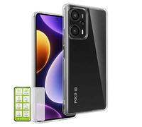 Wigento Custodia protettiva in silicone TPU trasparente per Xiaomi Poco F5 Pro + 0,26 H9
