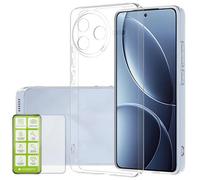 Wigento Custodia protettiva in silicone TPU trasparente per Xiaomi Poco F7 Pro + pellicola in vetro duro H9