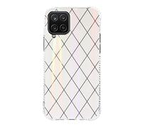 Wigento Custodia protettiva in TPU per Samsung Galaxy A12, resistente agli urti, motivo rombi, colore: bianco