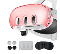 Wigento Custodia protettiva per Meta Quest 3, set 7 in 1, rosso glitterato, accessori da gioco