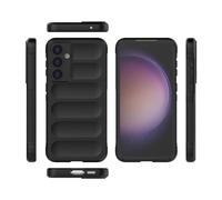 Wigento Custodia protettiva per Samsung Galaxy S23 FE 5G TPU / PC Design Magic Shield + Flanella Cover Custodia protettiva Nero