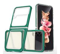 Wigento Custodia protettiva per Samsung Galaxy Z Flip4 in acrilico trasparente + PC + TPU antiurto verde scuro