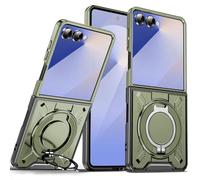 Wigento Custodia protettiva per Samsung Galaxy Z Flip7 5G, MagSafe, supporto magnetico ad anello a 360°, verde