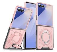 Wigento Custodia protettiva per Samsung Galaxy Z Flip7 5G, MagSafe, supporto magnetico ad anello a 360°, rosa