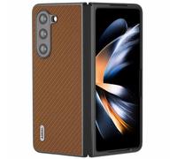 Wigento Custodia protettiva per Samsung Galaxy Z Fold5 5G con texture in carbonio, accessorio marrone chiaro