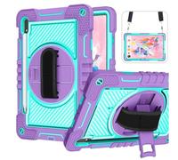 Wigento Custodia protettiva robusta per Samsung Galaxy Tab S9 e S9 FE / S8 / Tab S7 da esterno ibrido viola / blu a 360 gradi con passante di supporto per tablet