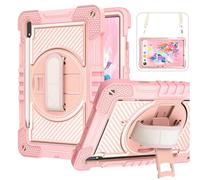 Wigento Custodia protettiva robusta per Samsung Galaxy Tab S9 e S9 FE / S8 / Tab S7 per esterni, colore: rosa ibrido a 360 gradi con passante di supporto