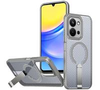 Wigento Custodia refrigerante per Xiaomi Redmi 15C 5G / 4G ibrida, con MagSafe e supporto, grigio