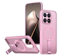 Wigento Custodia rinfrescante per Xiaomi 15T 5G, design ibrido in acrilico, con MagSafe e supporto, rosa