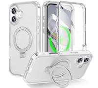 Wigento Custodia trasparente per Apple iPhone 17 Frosted Skin Feel MagSafe ad anello con supporto a 360 gradi