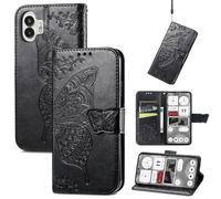 Wigento Nothing Phone 2 - Custodia a portafoglio in similpelle con motivo a farfalla, colore: Nero
