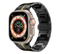 Wigento Per Apple Watch Series 9 8 7 41/6 SE 5 4 40/3 2 1 38 mm Deluxe cinturino di ricambio in acciaio nero/oro