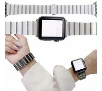 Wigento Per Apple Watch Series Ultra 1 + 2 49 mm 9 8 7 45/6 SE 5 44/3 2 1 42 mm Deluxe acciaio magnetico cinturino di ricambio bianco/argento