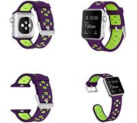 Wigento Per Apple Watch Series Ultra 1 + 2 49 mm 9 8 7 45/6 SE 5 44/3 2 1 42 mm in plastica/silicone orologio intelligente per orologio sportivo viola/verde